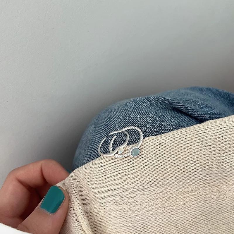 Niche Design Blue Stone Open Ring Simplicity Hundred with A Sense of Senior Sense of Light Luxury Openings Stacking Index Finger Ring Everyday Ring