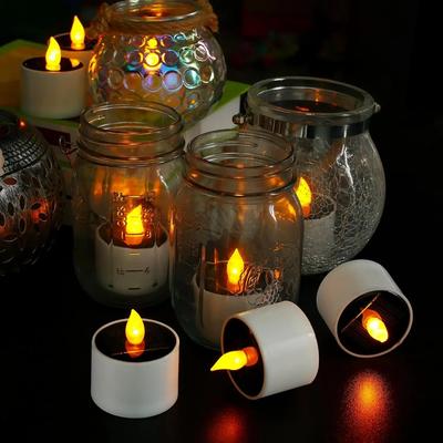 Solar LED Tea Light Candle Led Candles Flameless Outdoor Waterproof Solar Tea Lights Rechargeable Candles for Party Garden Home