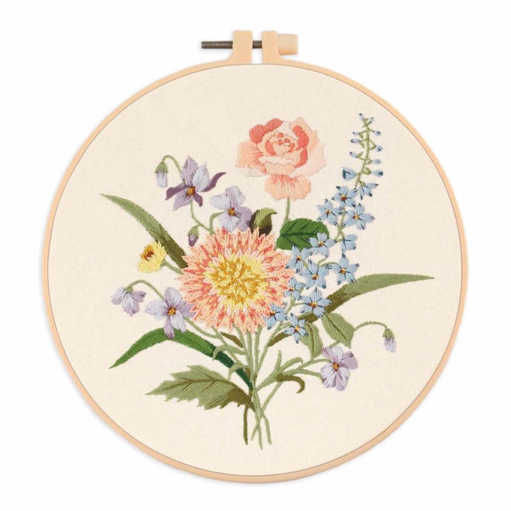 Colorful Flower Embroidery Kit DIY Embroidery Set Home Decor Cross Stitch Set  Adults