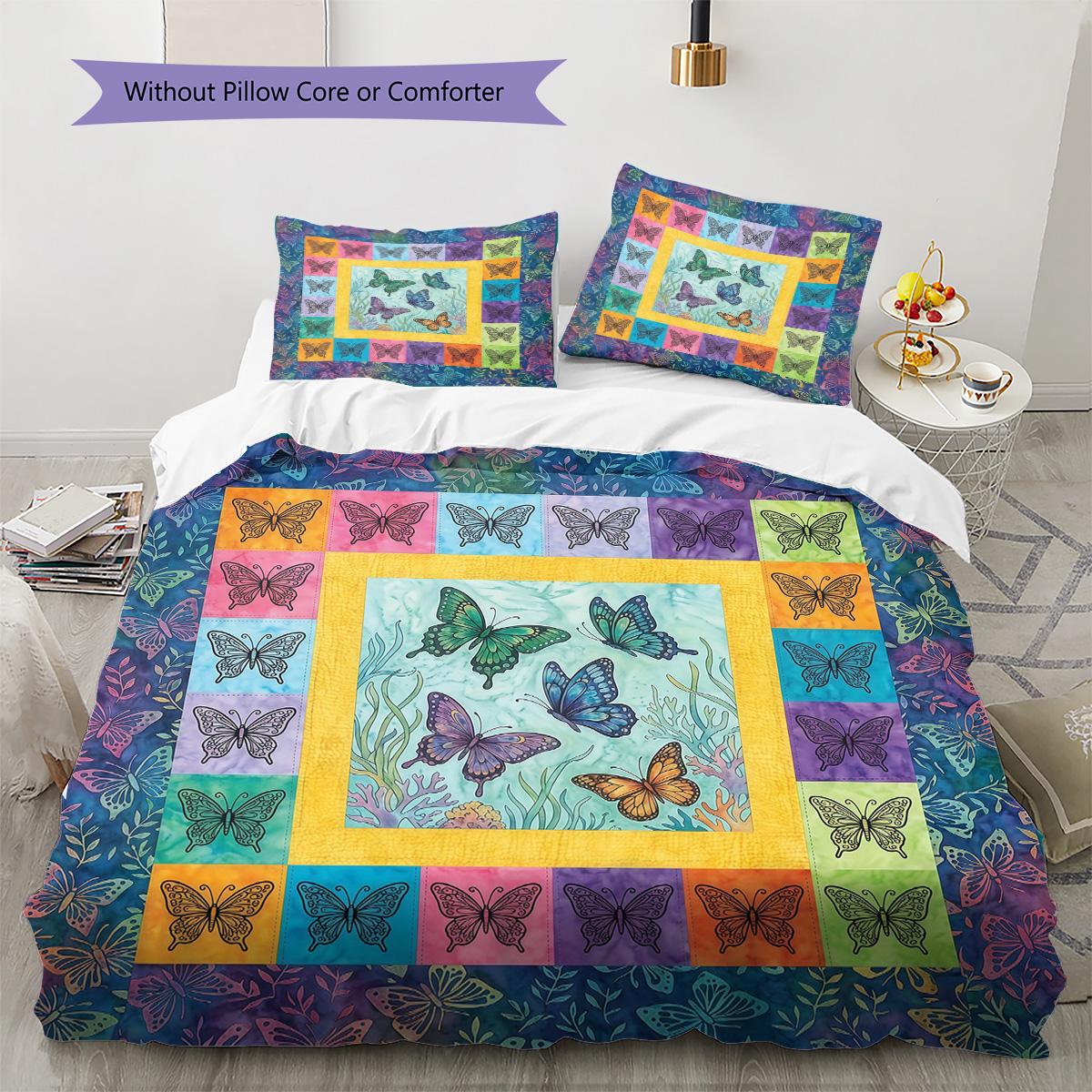 

Colorful Animals Puzzle Pattern Bedding Set Quilt Cover Pillowcase Home Decor Gift (1 * duvet cover + 2 * pillowcase, without core) 135x200cm