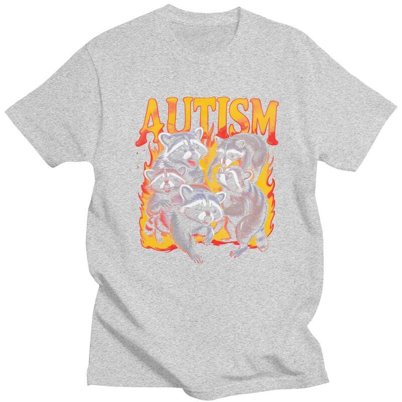 Male Autism Raccoon Meme T Shirt 100 Cotton Funny Humor Colthing Leisure Novelty Design Graphic Tees Shirt