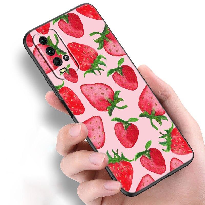 Letni Owoc Wiśnia Etui na Telefon Dla Xiaomi Redmi Note 10 9 Pro Max 10S 10T 9A 9C 9S 9T 8A 8T 8 7 Pro Miękkie TPU Czarne Etui