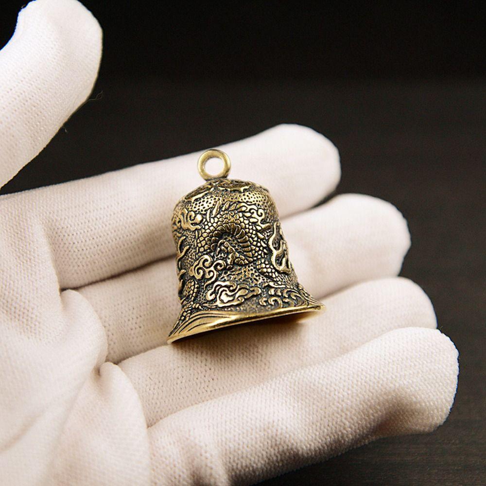 Exquisite Biker Good Luck Charm Carved Dragon Totem Evil Spirit Trap Bell Bronze Bell  Men's Gift
