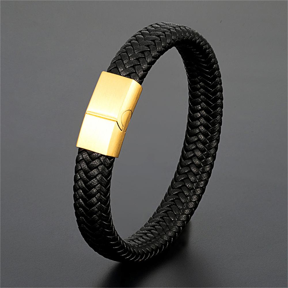 2026 Bracelet Genuine Leather Leather Bracelet Vintage Woven Titanium Steel Bracelet