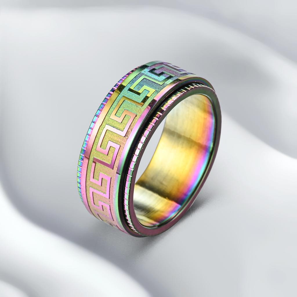 Men's Couple Rotating Great Wall Pattern Chinese Style Simple Time-changing Ring