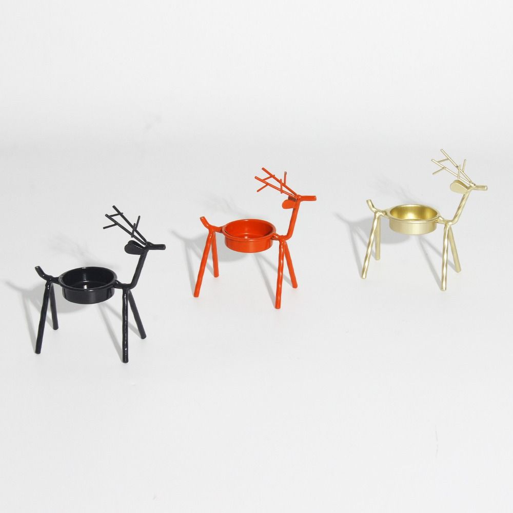 Standing Christmas Reindeer Tealight Holders Iron Metal Tea Light Candle Holders  Festivel