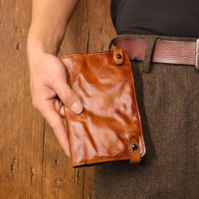 First Layer Cowhide Hand Painted Vintage Long Wallet for Men, Vintage Multi Slot Large Banknote Wallet