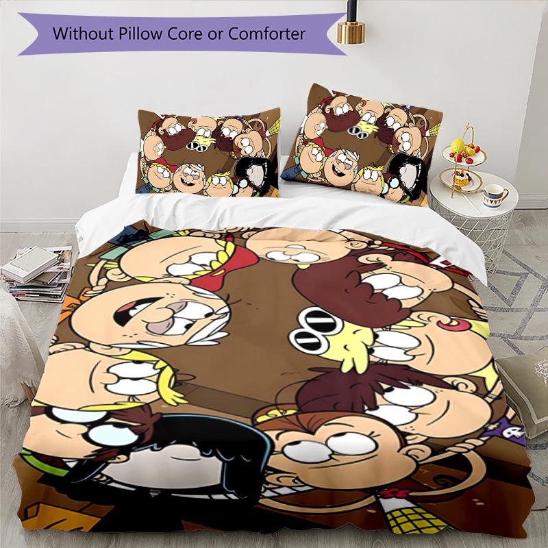 Loud House 3pcs Bedding Set Duvet Cover Closure Includes 1 Duvet Cover & 2 Pillowcases for All Seasons Bedroom Home Dorm Decor