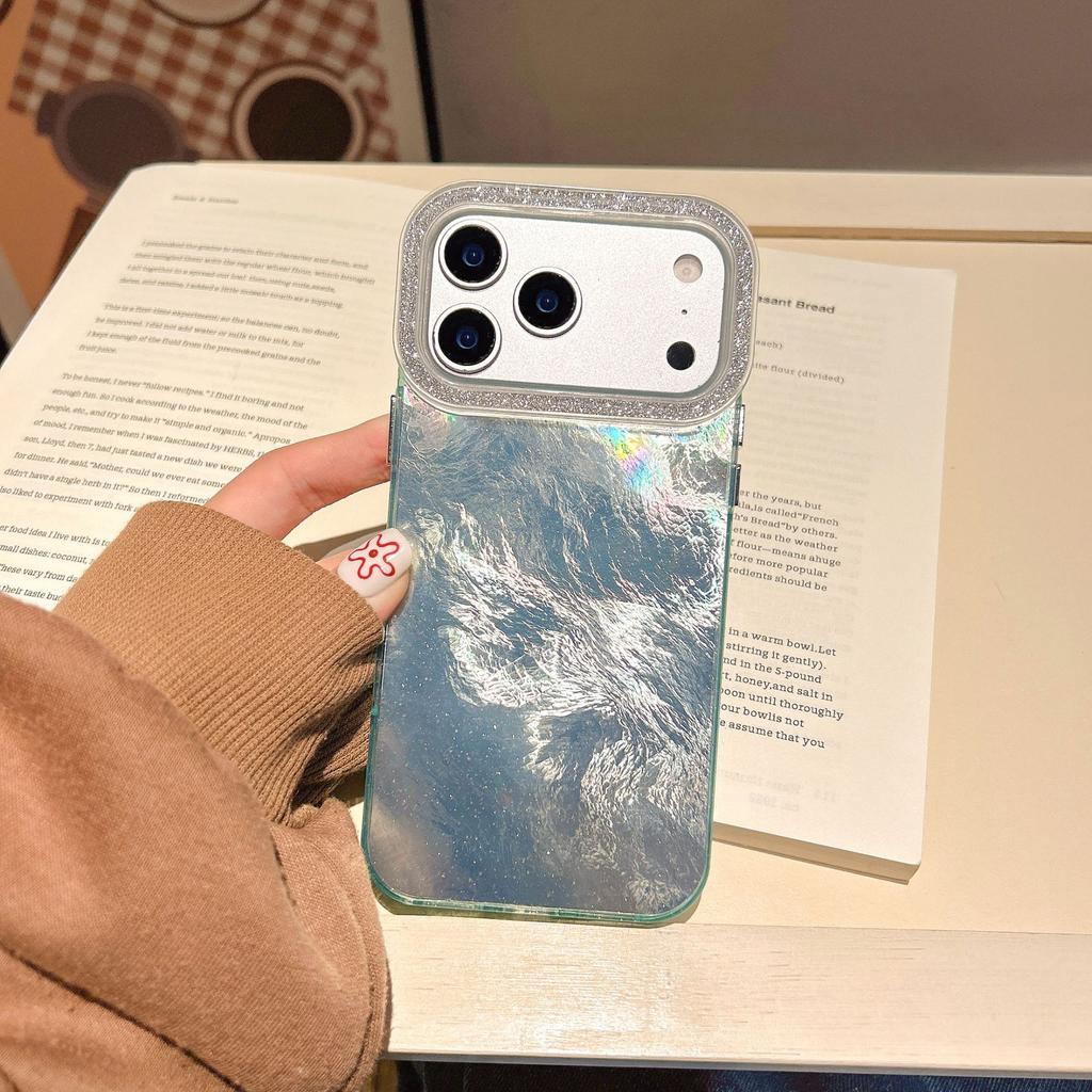 Gradual change smudge suitable for Apple 17Pro max mobile phone case iPhone16 new 15/14 glitter frame lens case