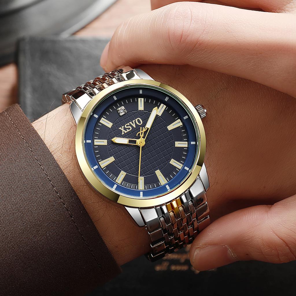 Business Style Men's New Round Large Dial Steel Strap Quartz Watch High-end Atmosphere Birthday Gift.