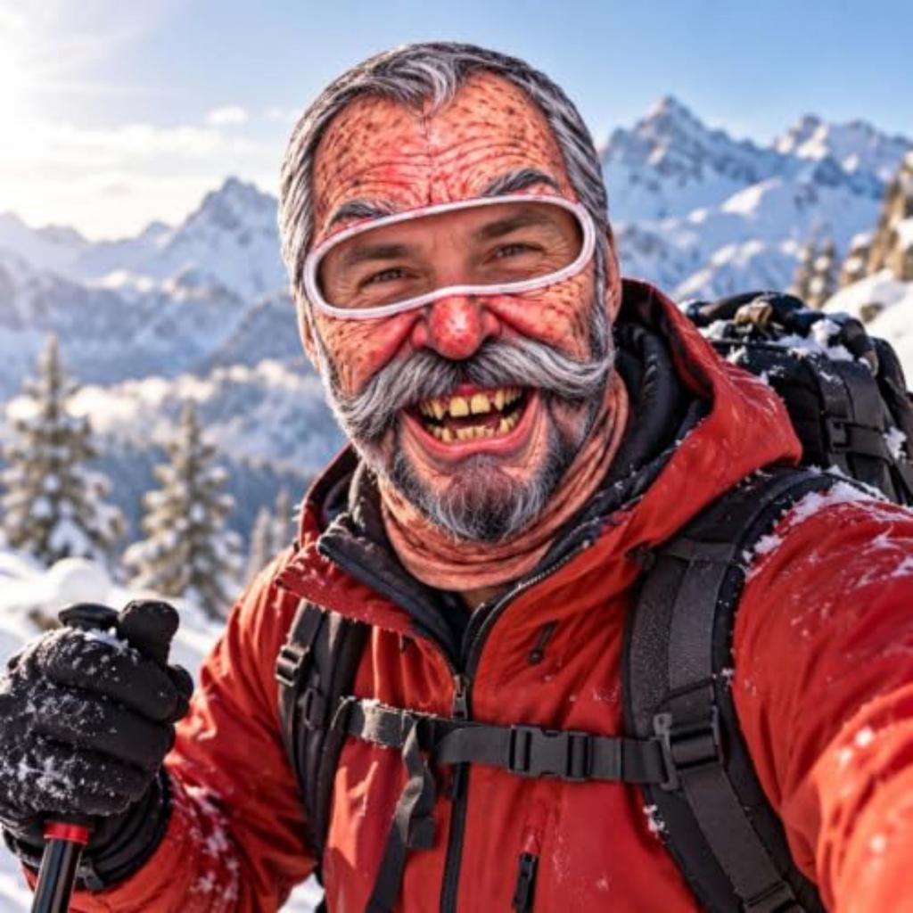 Maschera da Sci Unisex Novità Faccia da Vecchio, Divertente Stampa 3D Integrale Invernale, Occhiali da Sole Non Inclusi