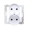 Double Socket Without Grounding, Contact Shutter, White Simon54