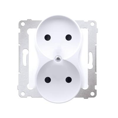 Double Socket Without Grounding, Contact Shutter, White Simon54