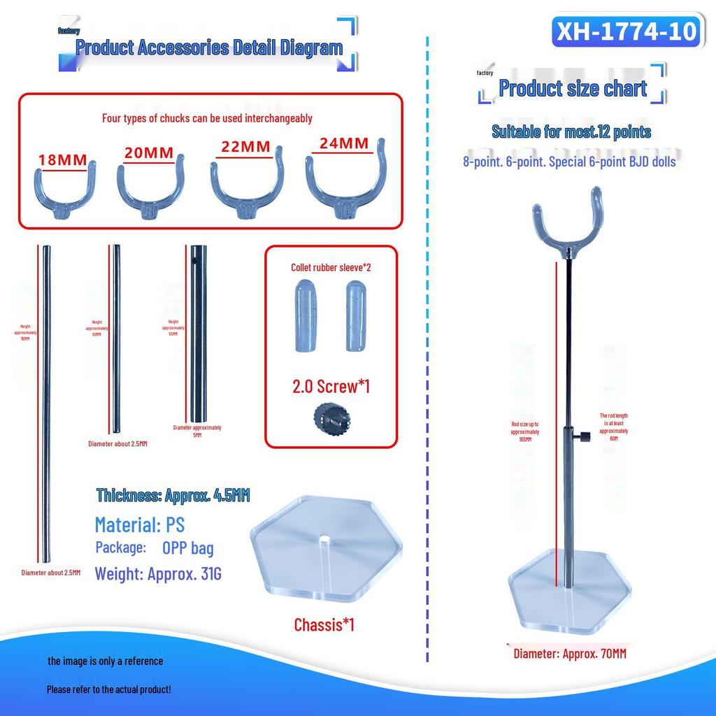 Transparent BJD Supermodel Doll Display Stand with Crotch Support