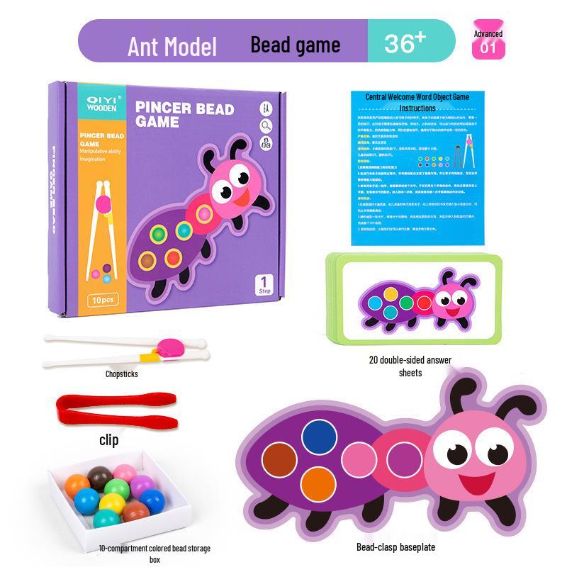 Wooden Educational Toys for Young Children: Early Learning, Parent-Child Interaction, Fruit, Color & Shape Recognition, Bead Threading