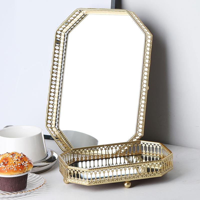 1PC Metal Cosmetics Trays Octagonal Versatile for Accessories Jewelry Tray Elegant Tray Organizer Jewelry 2 Sizes