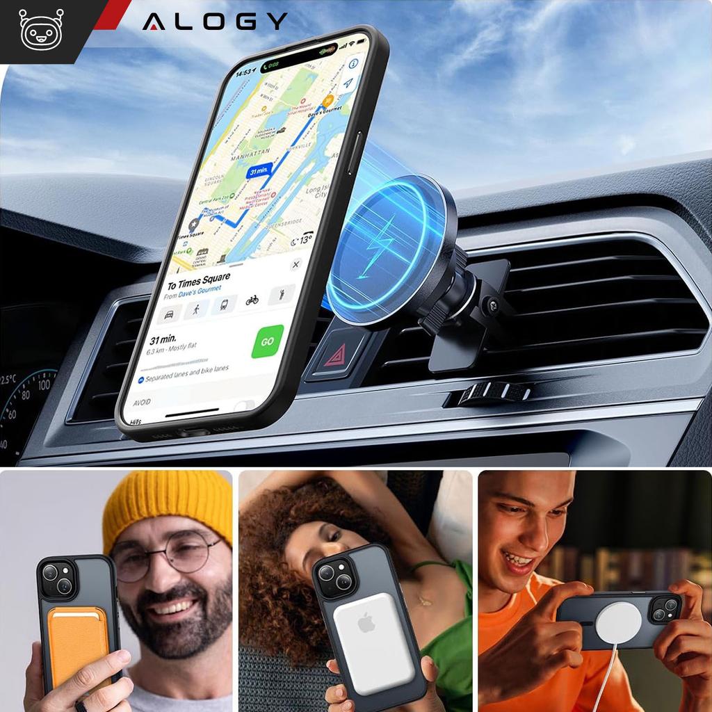 Etui Do Iphone 15 Plus Magsafe Matt Case Cover Matowe Obudowa Alogy Ring Pancerne Na Telefon Czarne