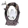 Weather-Resistant Garden Ornament Ghost On Tree Swing Halloween Decor, Resin Spooky Figurine with Vintage Detailed Sculpture for Office Base, Festive