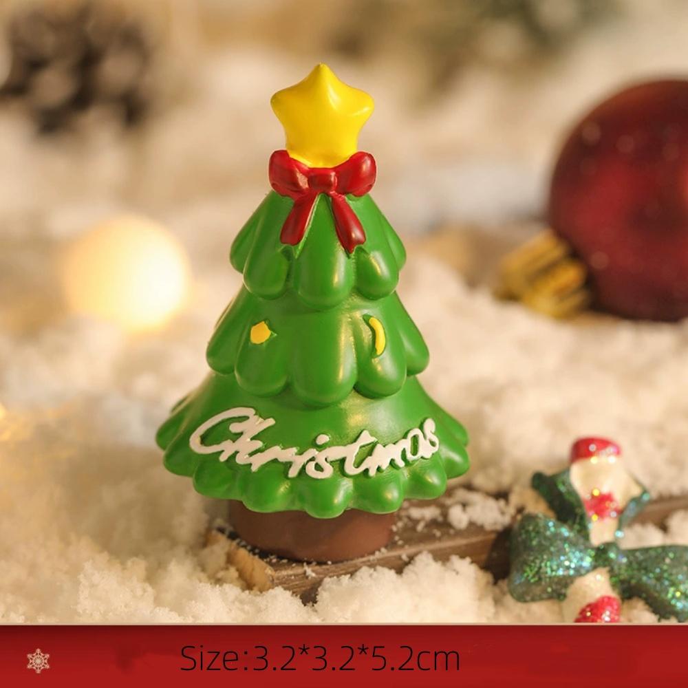 Creative Christmas Ornaments Holiday Party Decoration Cartoon Santa Claus Snowman Resin Ornaments Miniature Scene Layout