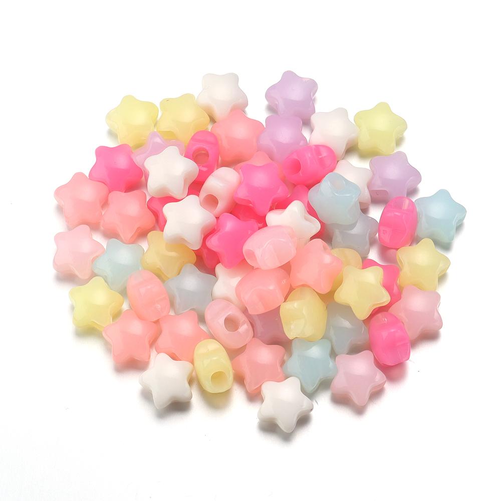 50pcs/lot Acrylic Beads Star Beads Jelly Color Big Hole Spacer Beads for Jewelry Making DIY Bracelet Necklace Accessories Gifts