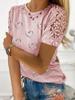 New Spring and Summer Loose and Casual Lace Short-sleeved Hollow T-shirt for Women