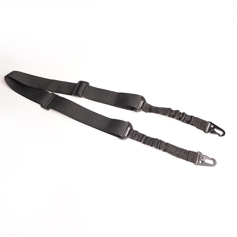 Černý taktický nylonový popruh na zbraň s dvojitým bodem - Venkovní bojový a výcvikový crossbody popruh