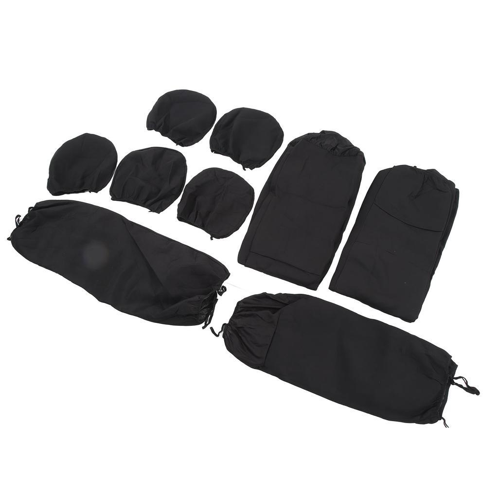 Car Seat Covers Full Set Breathable and Soft Cloth Seat Cover Universal Fit for Cars Black