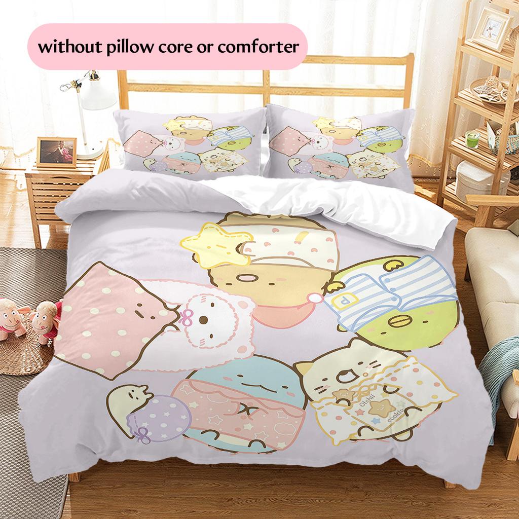 Sumikko Gurashi Pattern Bedding Quilt Set Home Decoration Gift (1 * duvet cover + 2 * pillowcase without core)