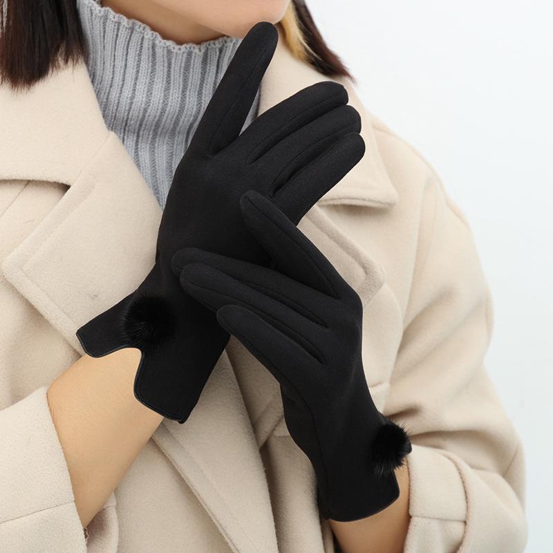 Women's Winter Fingerless Velvet Gloves - Warm, Cute Korean Style for Skiing, Riding, Driving