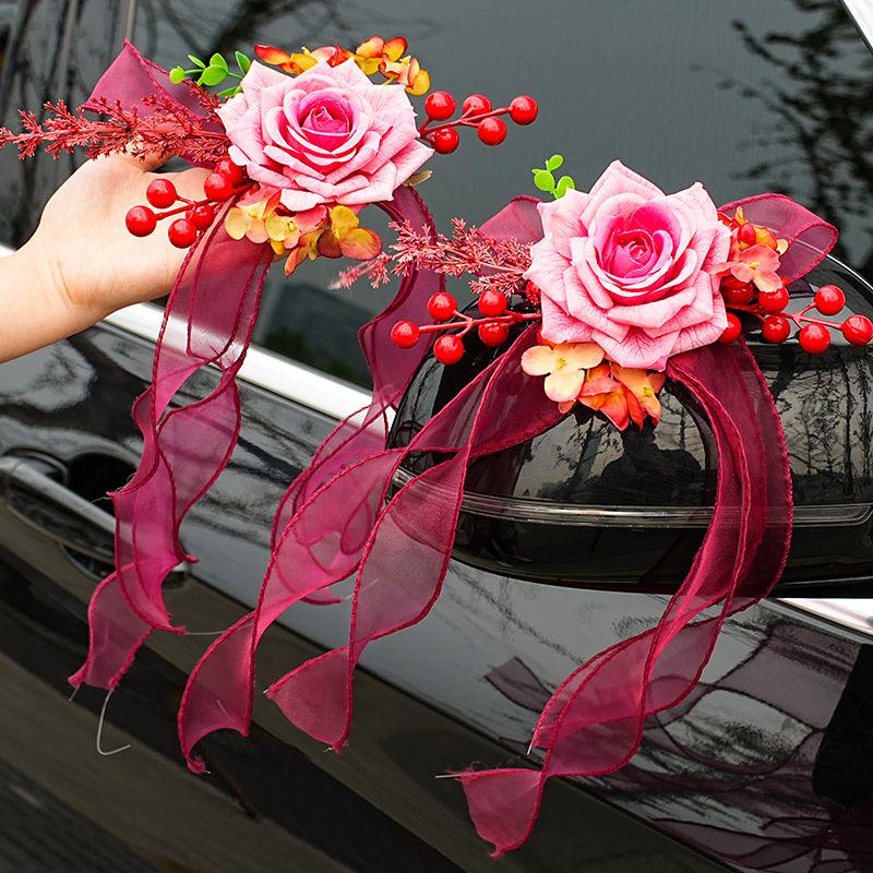 Complete Wedding Car Decoration Set: Pull Flowers & Ribbons