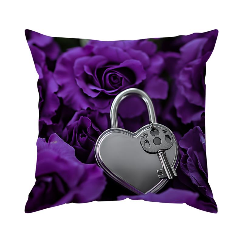 1Pc Purple Rose Pillow Cover For Home Living Room Bedroom Sofa Office Decorative Pillowcase Soft Throw Pillows 45X45Cm