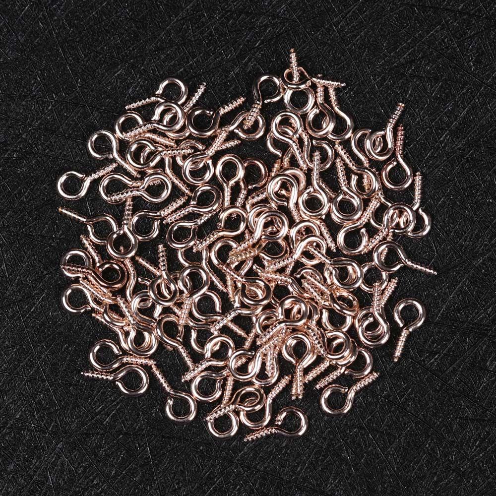 100pcs/pack 4x8 / 5X10mm Beaded Pendant Handmade Threaded Peg DIY Screw Nail Sheep Eyes Nail