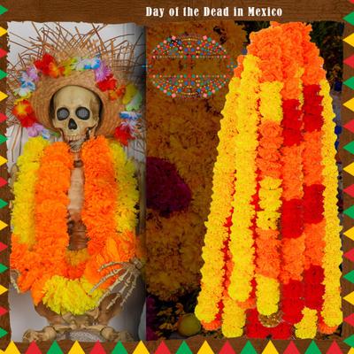 Diwali Marigold Garland Long Strands Artificial Flowers Hanging Pendants Thanksgiving Halloween Home