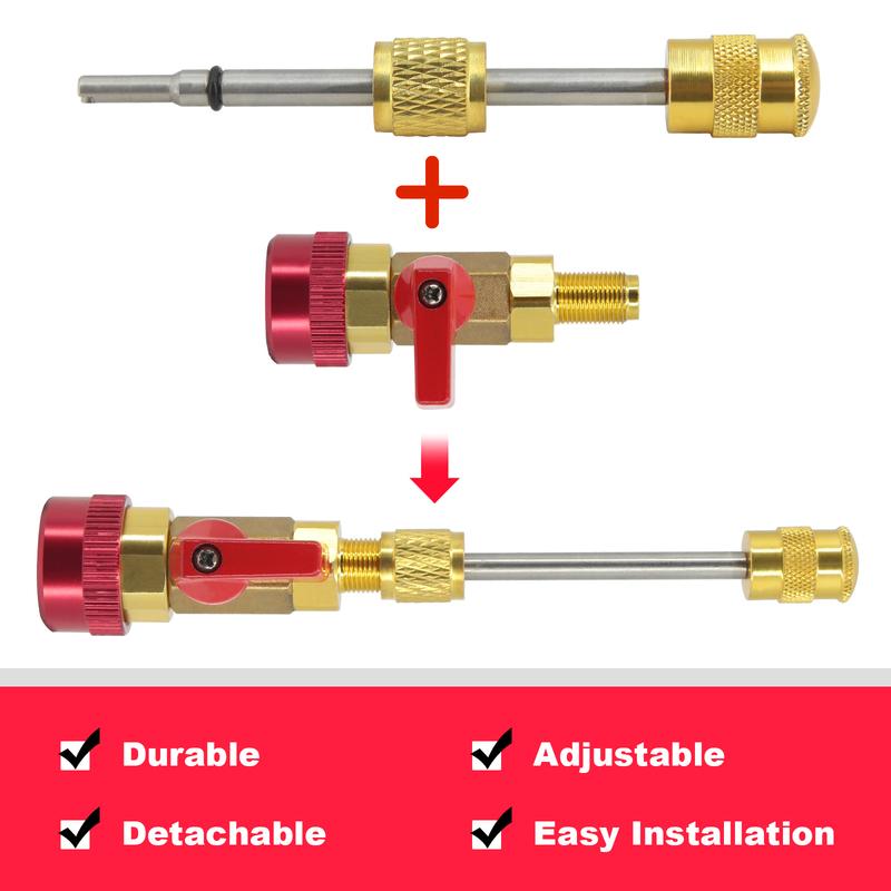 URMECCH R134A Valve Core Tool Kit for Refrigerant Air Conditioner System, High Low Pressure Valve Core Quick Remover Installer,