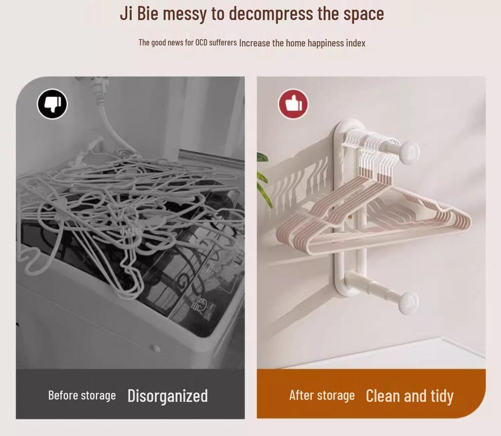 Wall-Mounted Clothes Rack for Balcony & Household Drying, Hanging, and Storage