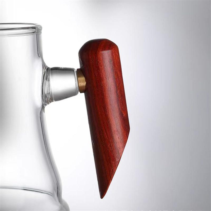 Tea Ceremony Tea Mug 400ml Wooden Hndle Heat-resistant Glass Fair Cup with Crescent Filter Tea Maker Kung Fu Tea Set Accessories