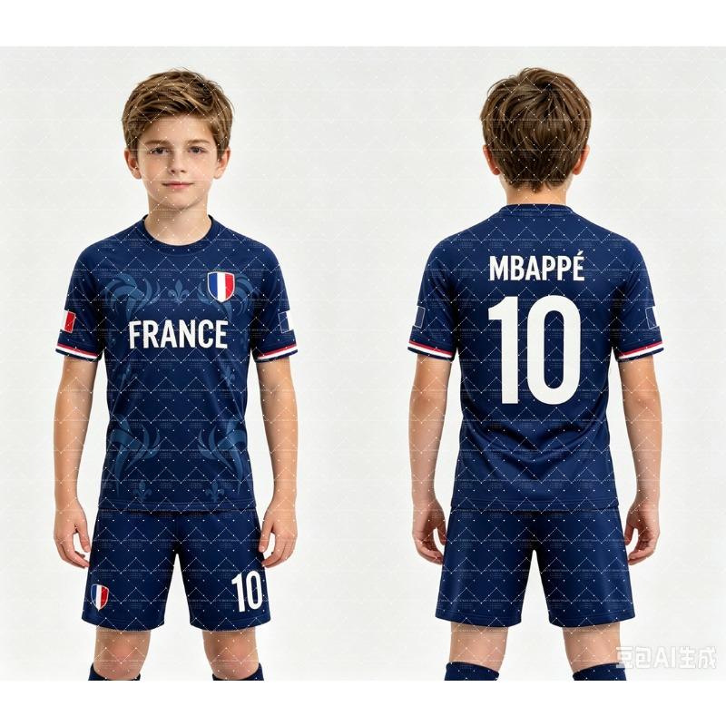 2026 Special Nr. 10 Mbappé Fußballtrikot Shorts Set Damen Frankreich Flagge Fans Shirt und Shorts Sommer Kinder 2-teiliges Set