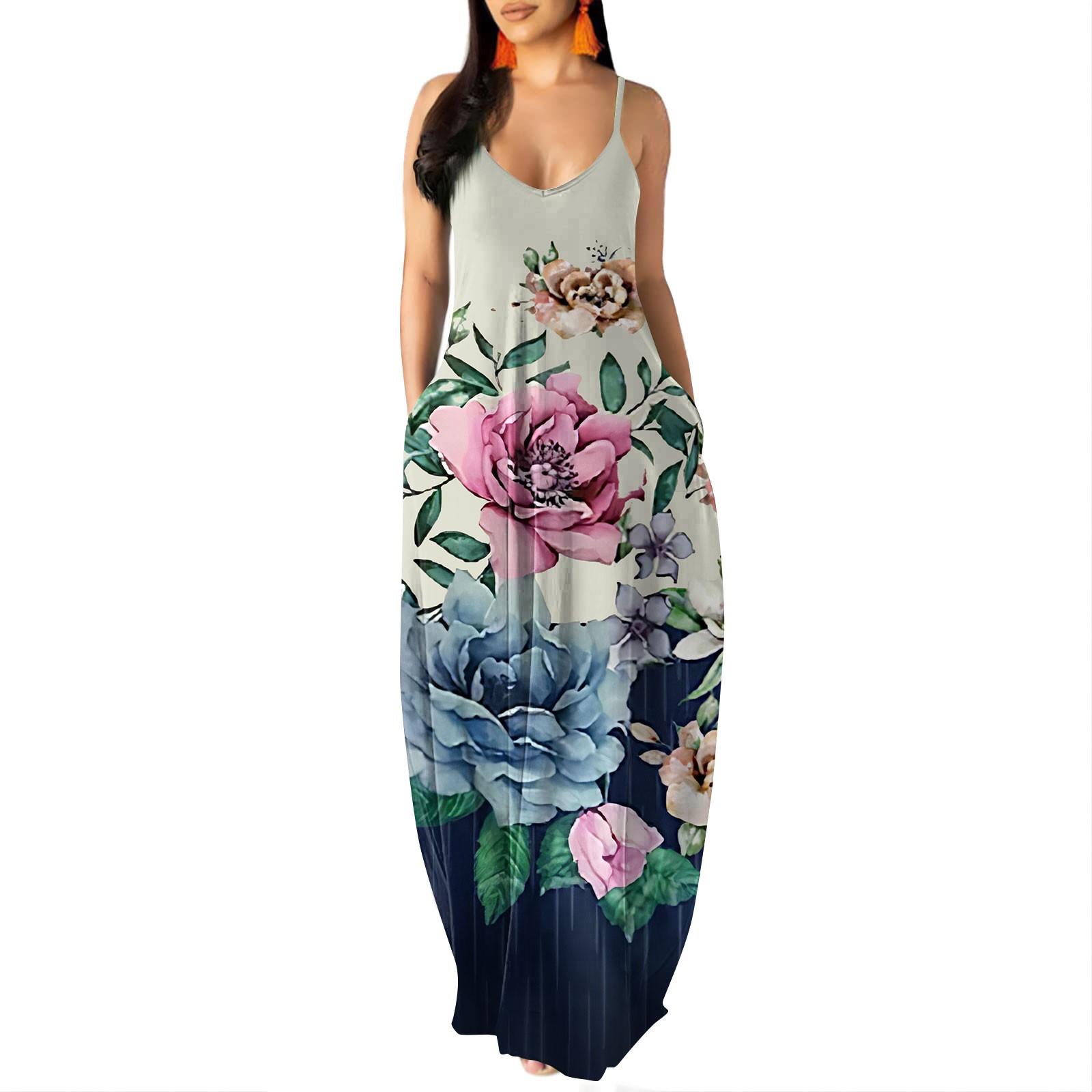 

Women s Dress Sleeveless Casual Length Floor-length Dress L синий
