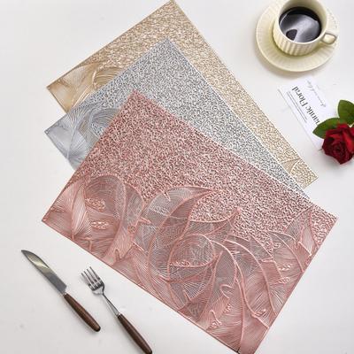 PVC Placemats Leaves Printed Heat Resistant Insulation Table Mats Wear-Resistant Dining Coasters