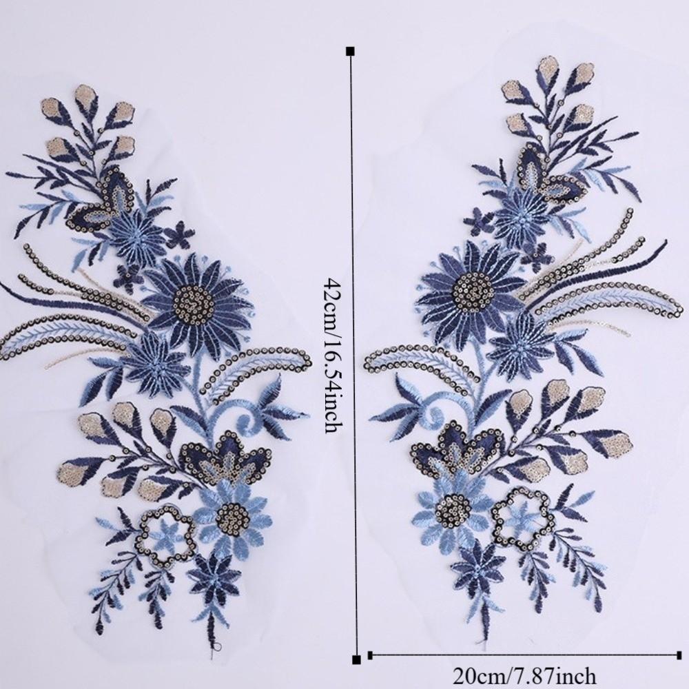 Elegant Embroidery Flower Lace Patch Sequin Clothing Decoration Patch  Fabric Crafts