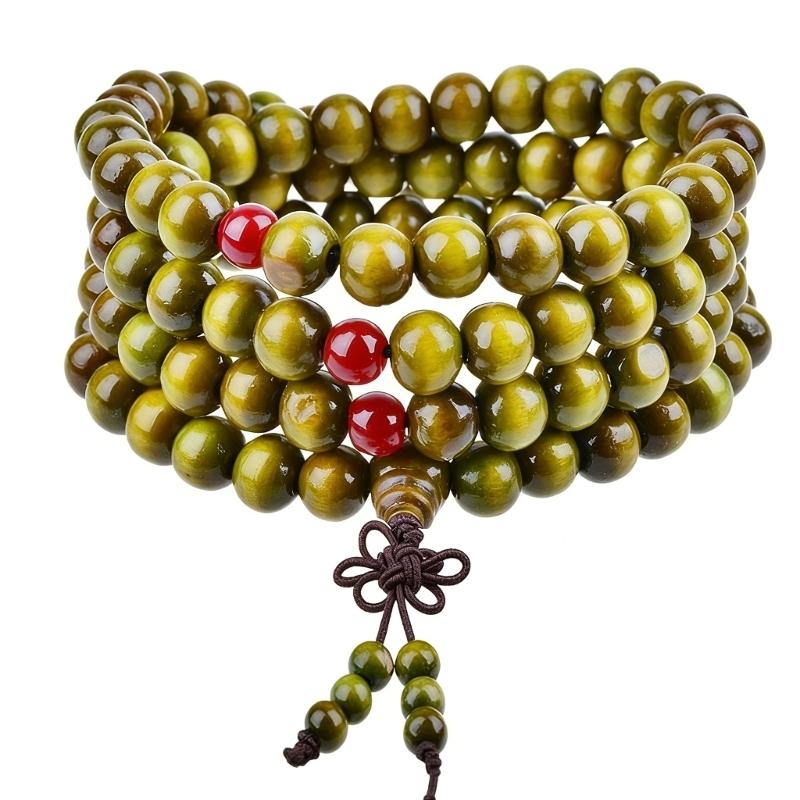Braccialetto di sandalo naturale per uomo, buddista, meditazione, braccialetto di perline, per donna, preghiera, 108 perline, rosario, decorazione appesa