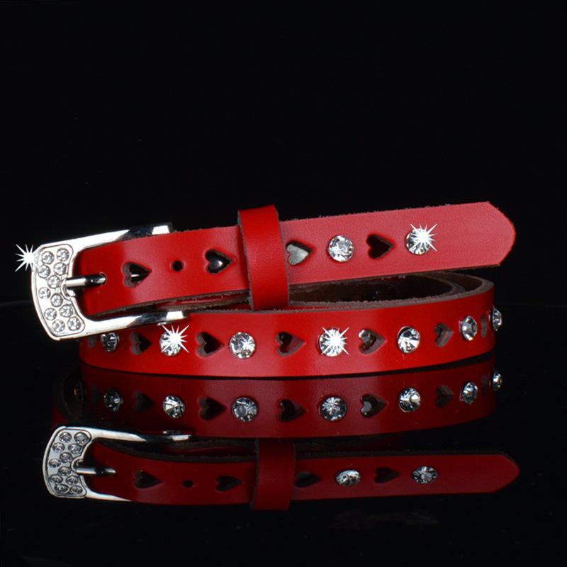 Универсальный тонкий ремень, женский ремень, кожаный ремень, ремень, юбка со стразами, узкий ремень, тонкий ремень. 110cm красный