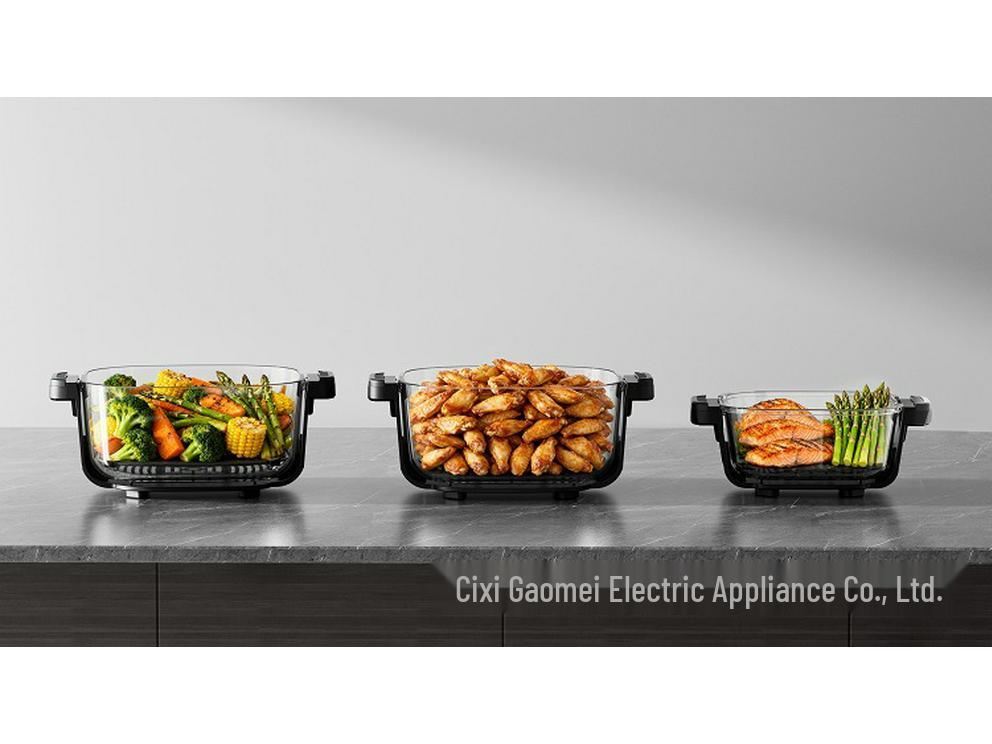 2025 New Cross-Border Glass Double Pot Air Fryer - Large & Small Pots