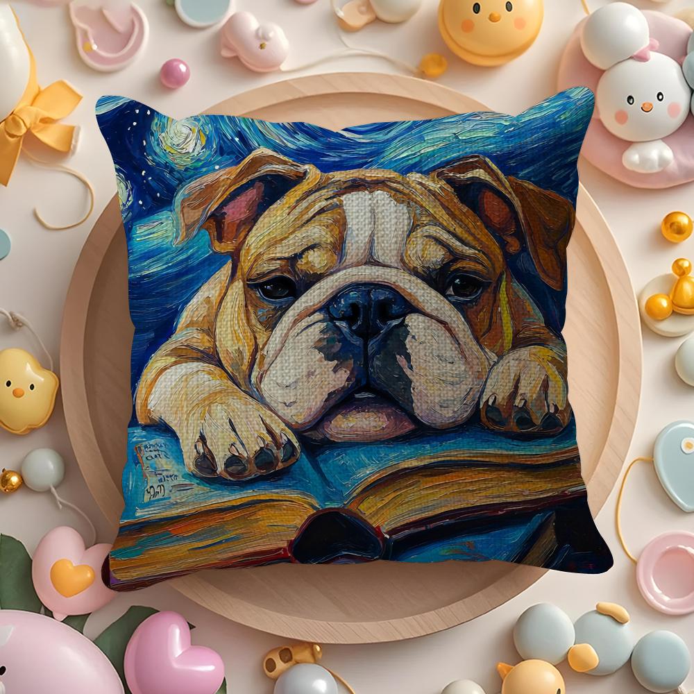 Creative Cute Starry Sky Puppy Pillow Case Pattern Printed Pillowcase for Living Room Sofa Cushion Cover Bedroom Decor
