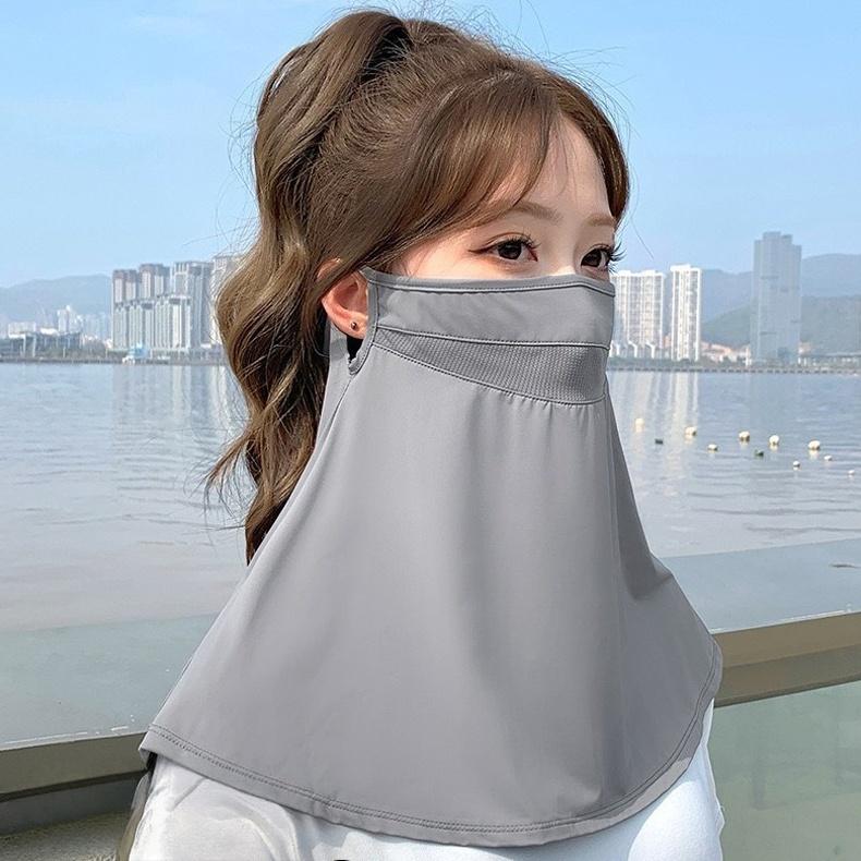 Breathable Face Mask Adjustable Slimming Design UV-Proof Mask UPF50+ Three-Dimensional Sun Protection Mask for Sun Protection серый