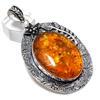 Natural Baltic Amber Gemstone Handmade 925 Sterling Silver Pendant 2.76" V2O27
