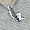 Funny Kitten Holding Dagger Enamel Pin Brooch, Clothes Jewelry For Clothing Bags Backpacks Jackets Hat