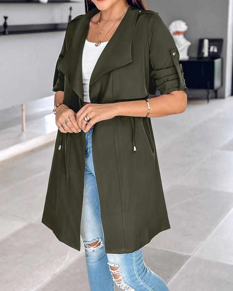 

Women s Loose Mid-Length Trench Coat in Army Green, Black, and Khaki S армія зелений колір