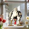Pastoral Style Home Ornament Funny Chicken Static Window Cling, Upside Down Rooster Glass Sticker, No Glue Sticker Waterproof Non-adhesive Decal