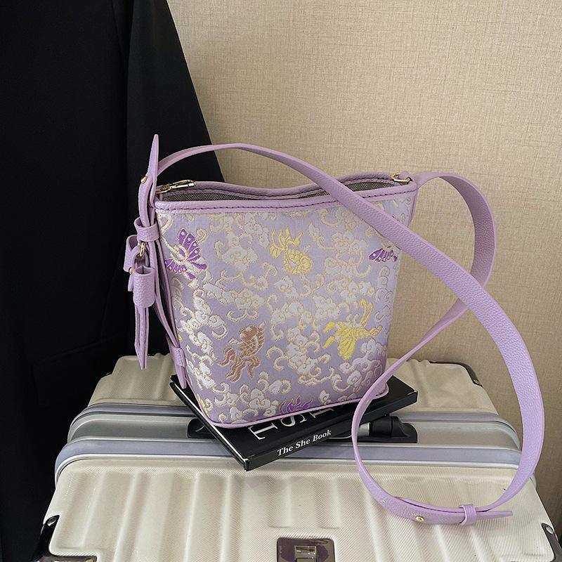 

Song Brocade DIY Embroidery Kit: Chinese-Style Handmade Bucket Tote & Crossbody Bag. With Lining + Customizable Fabric